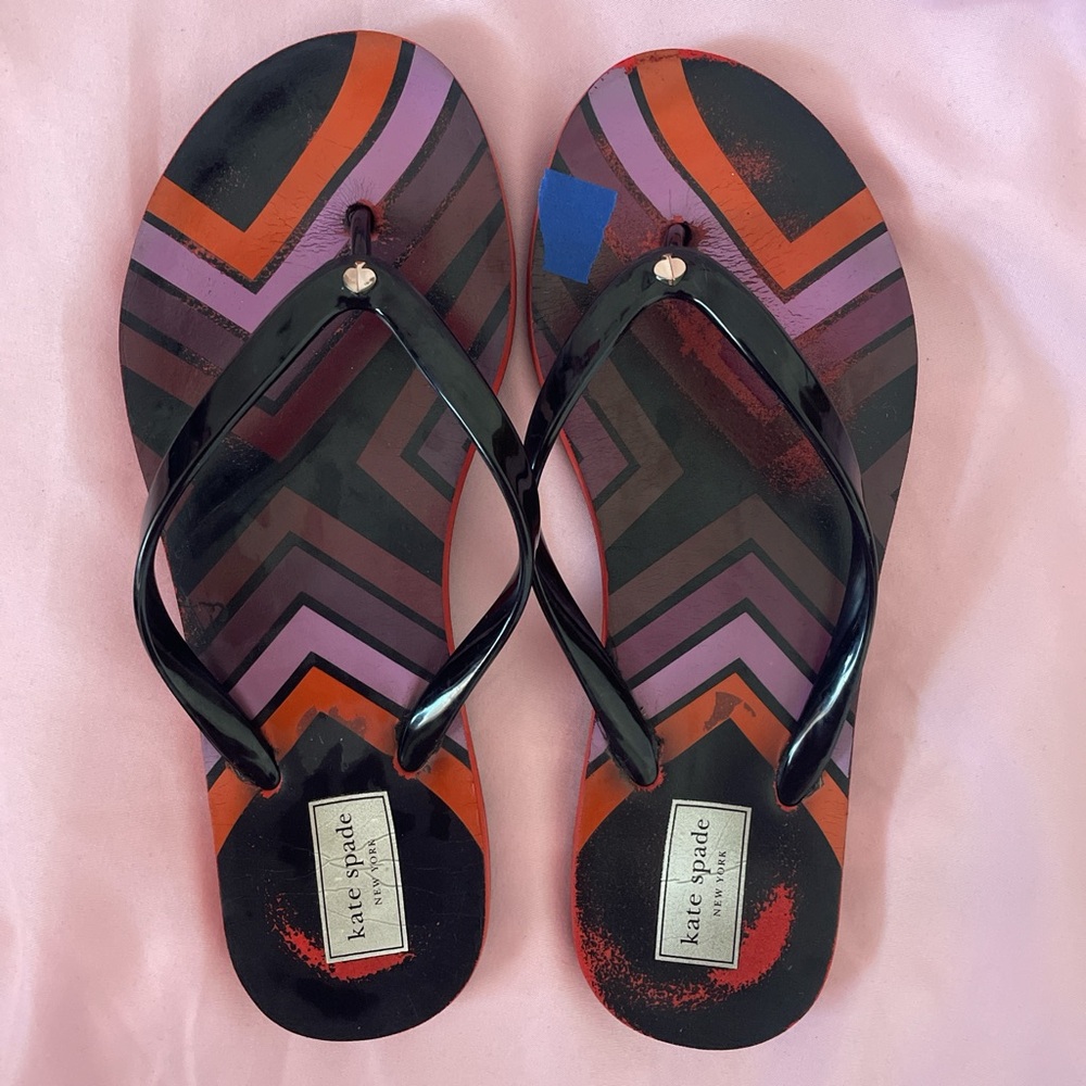 Kate Spade Black and Purple Geometric Sandals